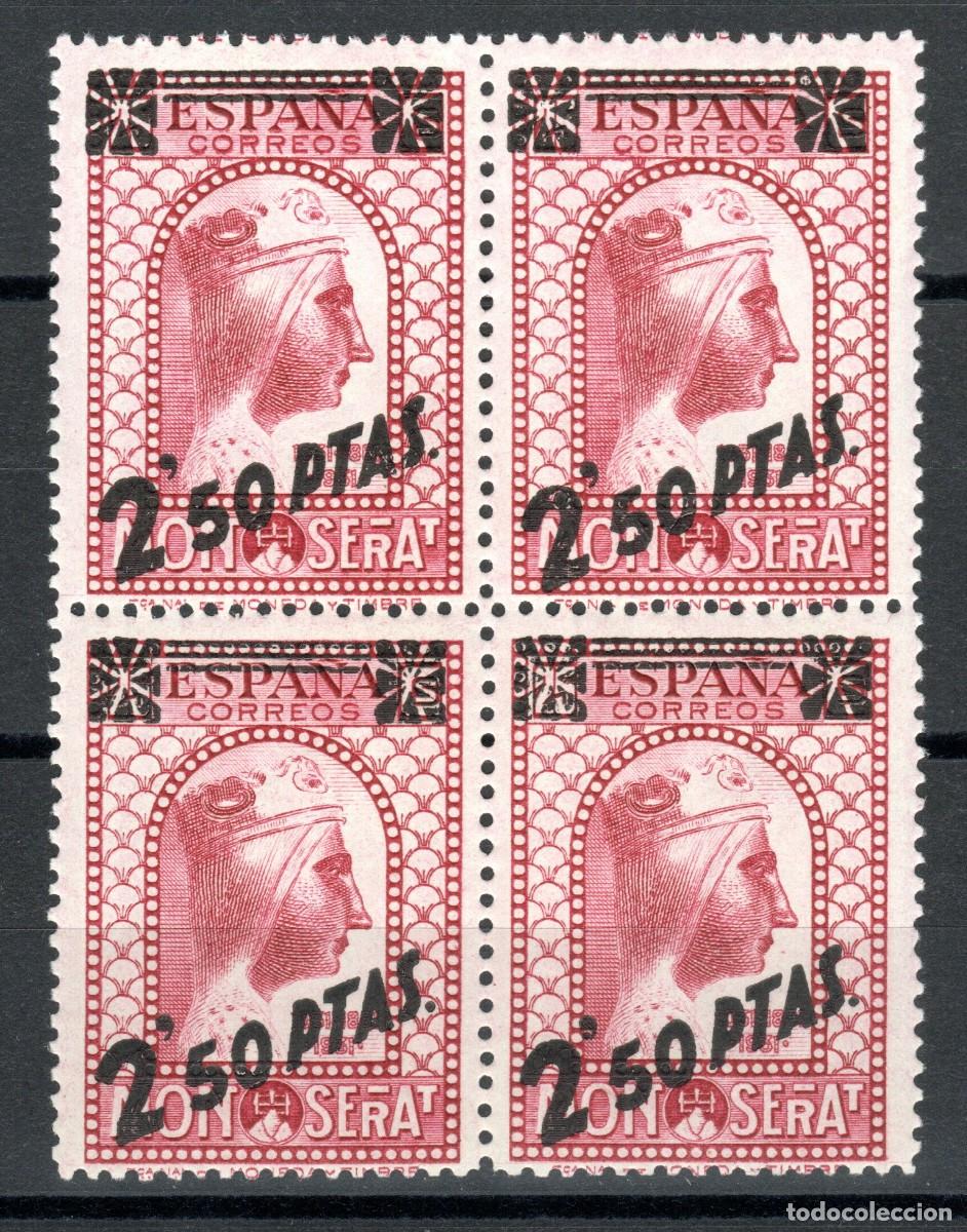 Sellos: EDIFIL 791 MONSERRAT 1938. TIPO DE 1931 HABILITADO CON NUEVO VALOR (EXCELENTE BLOQUE DE 4). MNH **