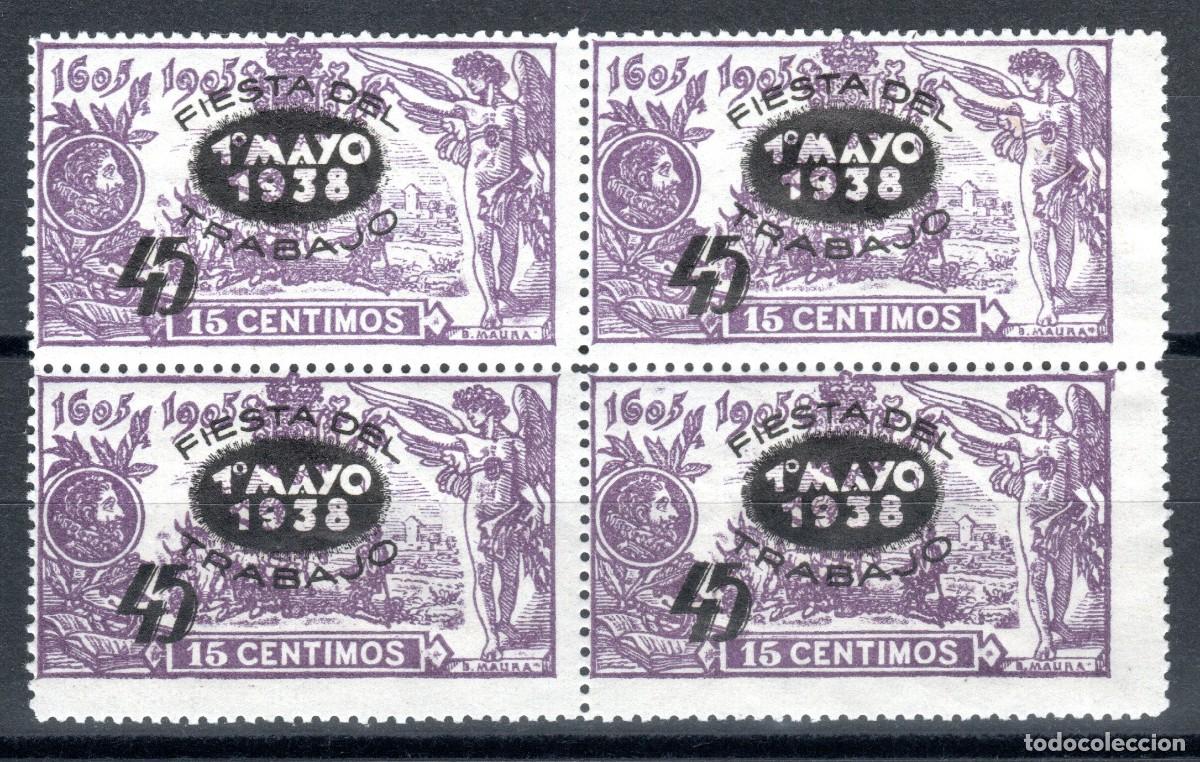 Sellos: EDIFIL 761 FIESTA DEL TRABAJO 1938 (BLOQUE DE 4). VALOR CAT&Aacute;LOGO: 25 &euro;. MNH **