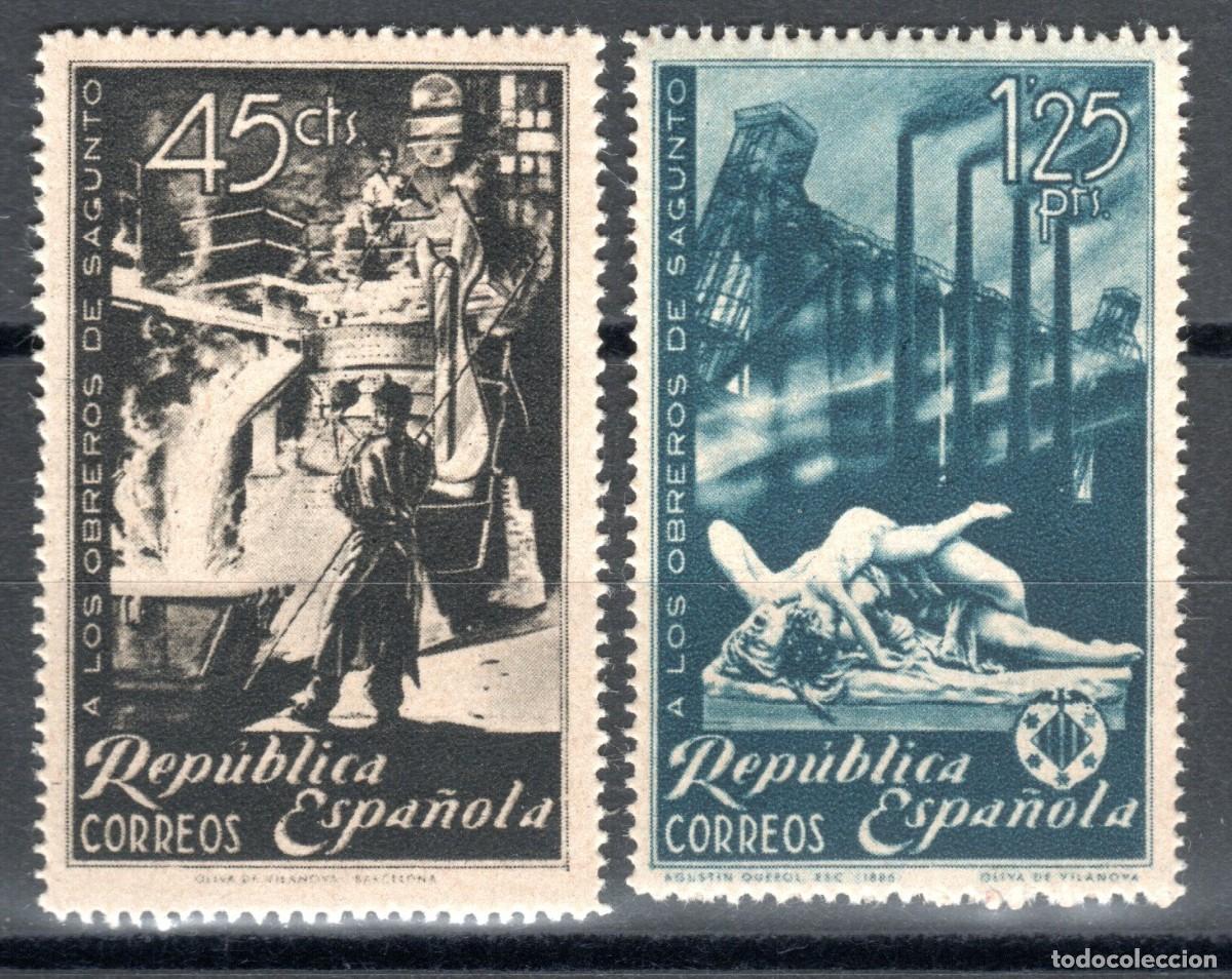 Sellos: EDIFIL 773-774 HOMENAJE A LOS OBREROS DE SAGUNTO 1938 (SERIE COMPLETA). MNH **