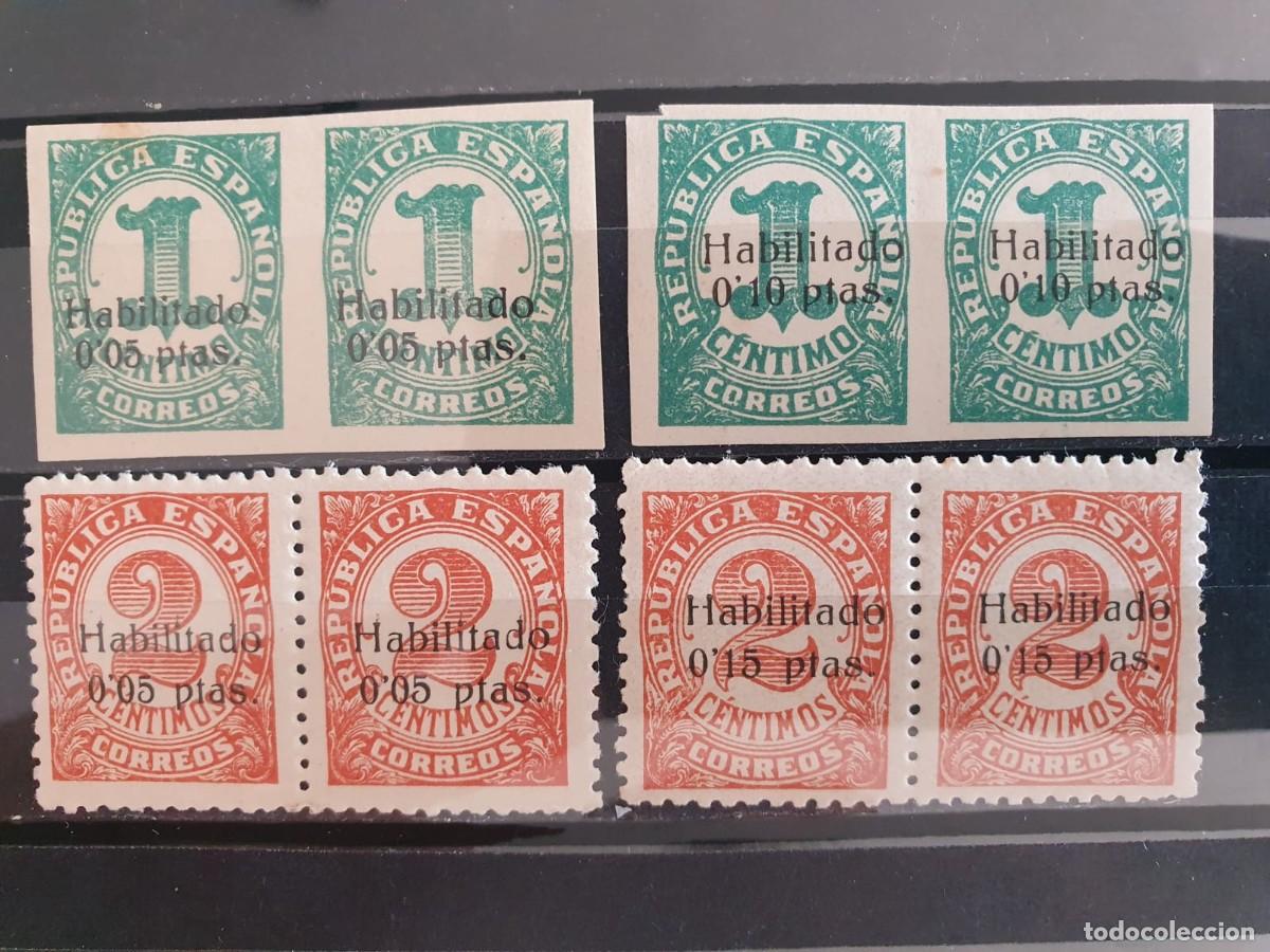 Sellos: EDIFIL 677 ** + 678 ** PAREJAS HABILITADOS DIFERENTES VALORES ESPA&Ntilde;A 1933
