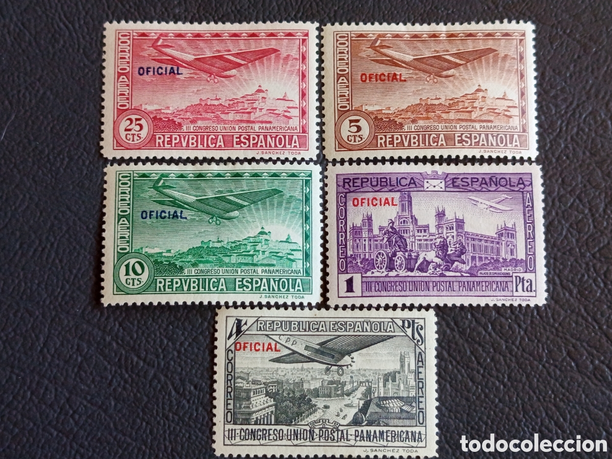 Sellos: Espa&ntilde;a 1931 Edifil 630/635 Panamericana Oficial Correo A&eacute;reo MH