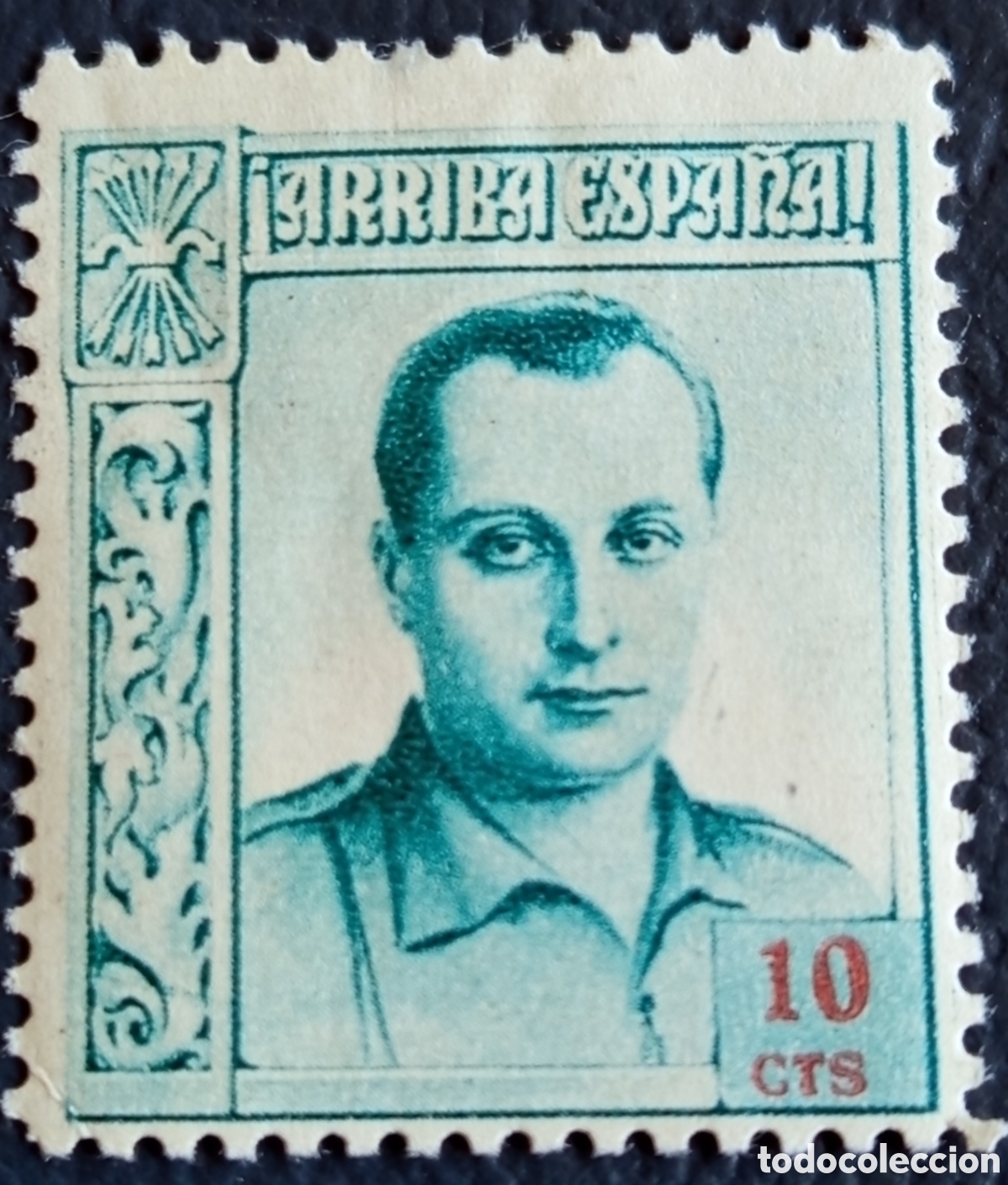 Briefmarken: Espa&ntilde;a 1937 Arriba Espa&ntilde;a 10 Cts Verde Jos&eacute; Antonio Primo de Rivera Falange MH