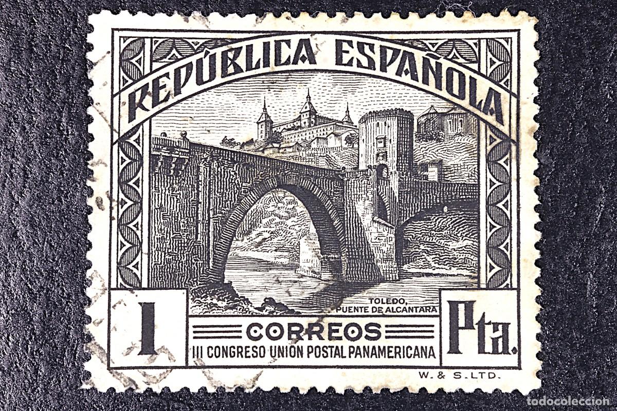 Sellos: Sello Postal. 1931. Rep&uacute;blica Espa&ntilde;ola. 1 Peseta. Usado. Postage stamp. 1931. Spanish Republic. Used