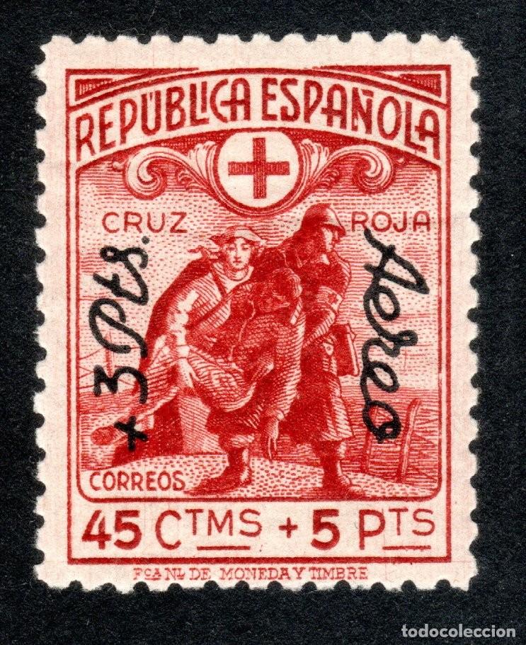 Sellos: EDIFIL 768 CRUZ ROJA ESPA&Ntilde;OLA 1938. HABILITADO +3 PTS. A&Eacute;REO. VALOR CAT&Aacute;LOGO: 31 &euro;. MLH.