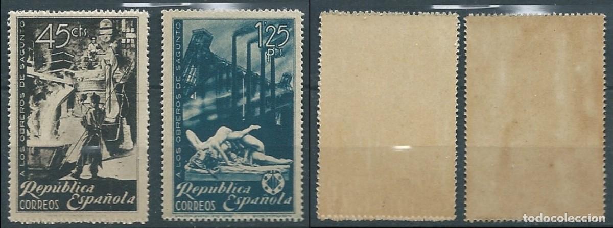 Stamps: ESPA&Ntilde;A 1938 OBREROS DE SAGUNTO 45 C&eacute;ntimos+1,25 Pesetas NUEVO ED 773-74 YV 630-31 MI 730-31 SG 856-5