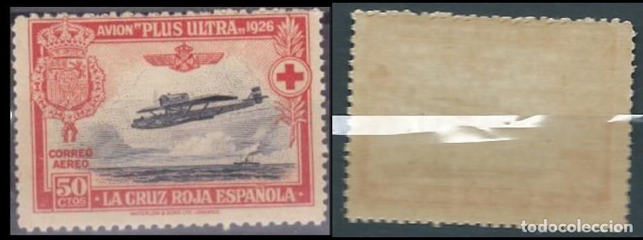 Sellos: ESPA&Ntilde;A 1926 CRUZ ROJA CORONACI&Oacute;N A&Eacute;REA AEREA 50 CTS NARANJA Y NEGRO MNH ED 346 YT AER 14 MI 319