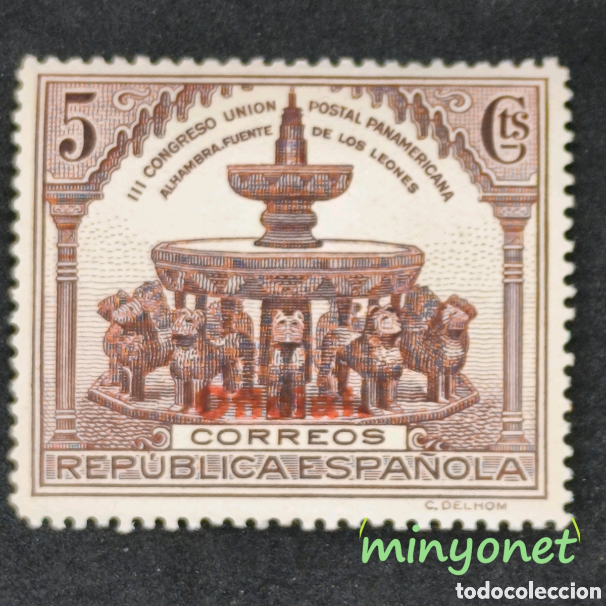 Sellos: Sello 604 III congreso uni&oacute;n postal Iberoamericana 1931 sobrecarga Oficial