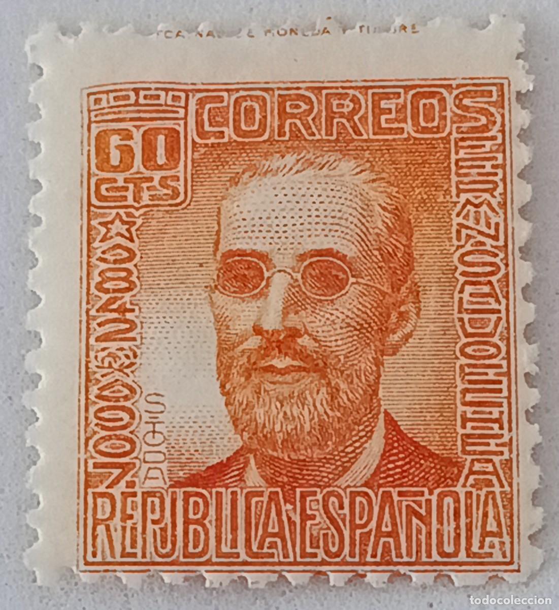 Sellos: Sello Espa&ntilde;a 1936-1938, Edifil 740, Cifras y Personajes.