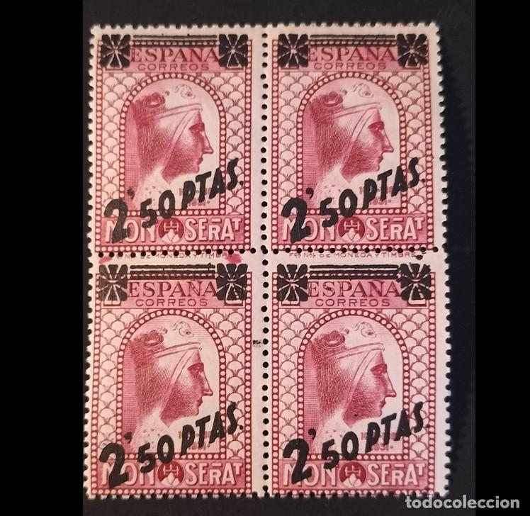 Sellos: Edifil 791 Bloque de 4 SIN FIJASELLOS MNH Espa&ntilde;a 1938 Montserrat