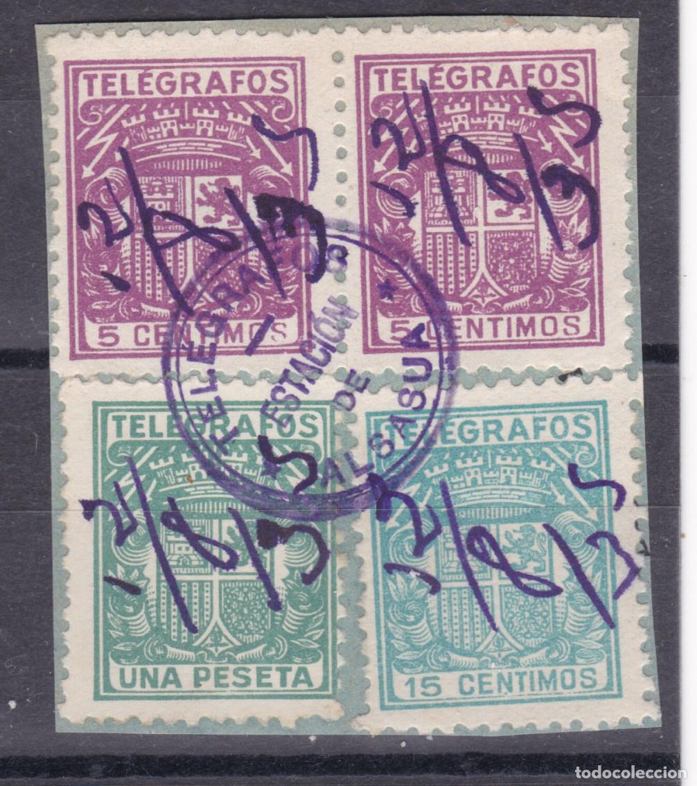 Sellos: FC4-108- TELEGRAFOS Fragmento Bonito Franqueo Bicolor ESTACI&Oacute;N DE ALSASUA . Navarra