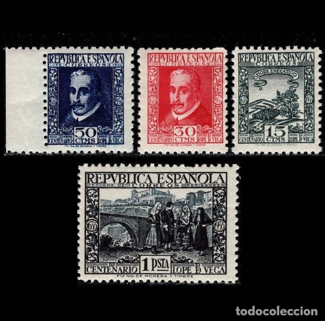 Sellos: Edifil 690-693 SIN FIJASELLOS MNH nuevos Espa&ntilde;a a&ntilde;o 1935 III Centenario muerte Lope de Vega