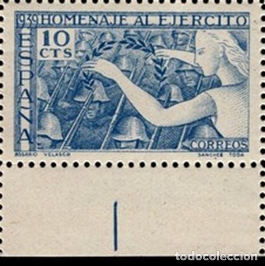 Stamps: Edifil 887 MNH SIN FIJASELLOS Homenaje al Ejercito Espa&ntilde;a 1939
