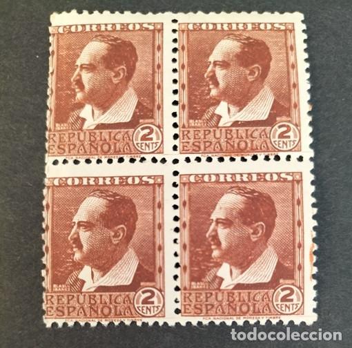 Sellos: Edifil 662 MNH Bloque de 4 Espa&ntilde;a 1932 Personajes y Monumentos Vicente Blasco Iba&ntilde;ez