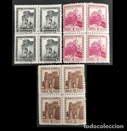 Francobolli: Edifil 673 674 675 sellos bloque 4 MNH sellos Espa&ntilde;a nuevos 1932 Personajes y Monumentos