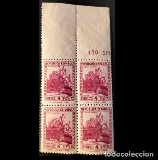 Francobolli: Edifil 674 MNH SIN FIJASELLOS Bloque de 4 Personajes y Monumentos sellos de Espa&ntilde;a a&ntilde;o 1932