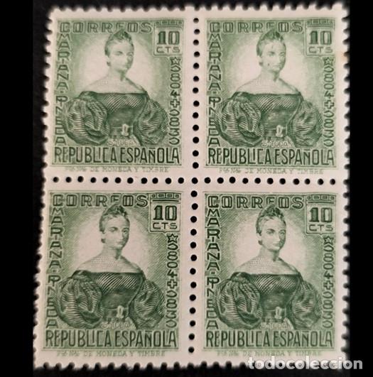 Sellos: Edifil 682 ** SIN FIJA SELLOS bloque de 4 Espa&ntilde;a 1933-1935 MNH Personajes Maria Pineda