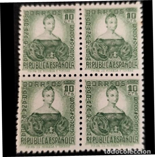Sellos: Edifil 682 ** SIN FIJA SELLOS bloque de 4 Espa&ntilde;a 1933-1935 MNH Personajes Maria Pineda