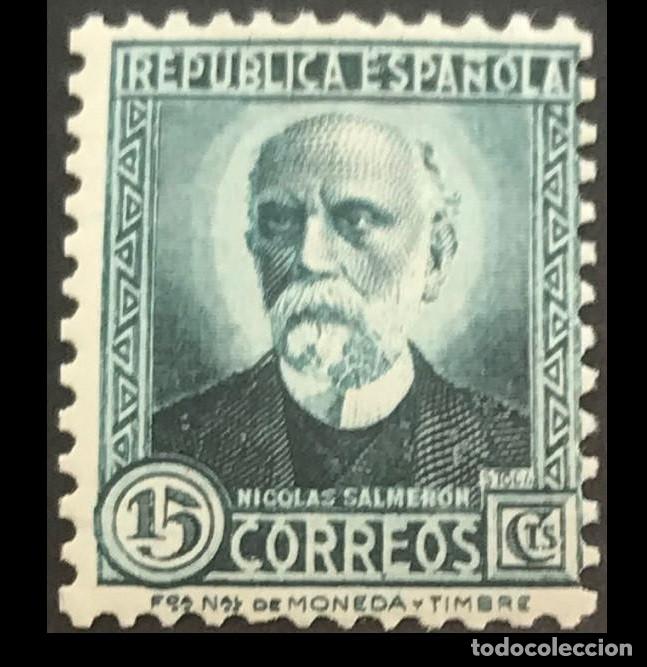 Francobolli: Edifil 657 SIN FIJASELLOS NUMERACION DORSO MNH Espa&ntilde;a 1931-1932 serie Personajes