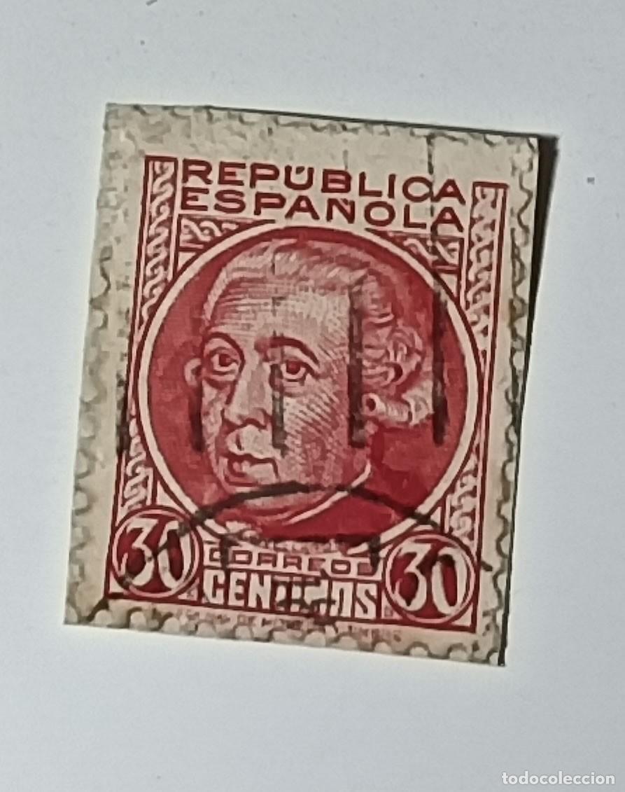 Sellos: SELLO ESPA&Ntilde;A REP&Uacute;BLICA 30 C&Eacute;NTIMOS &rdquo;JOVELLANOS&rdquo; MATASELLADO - 1935
