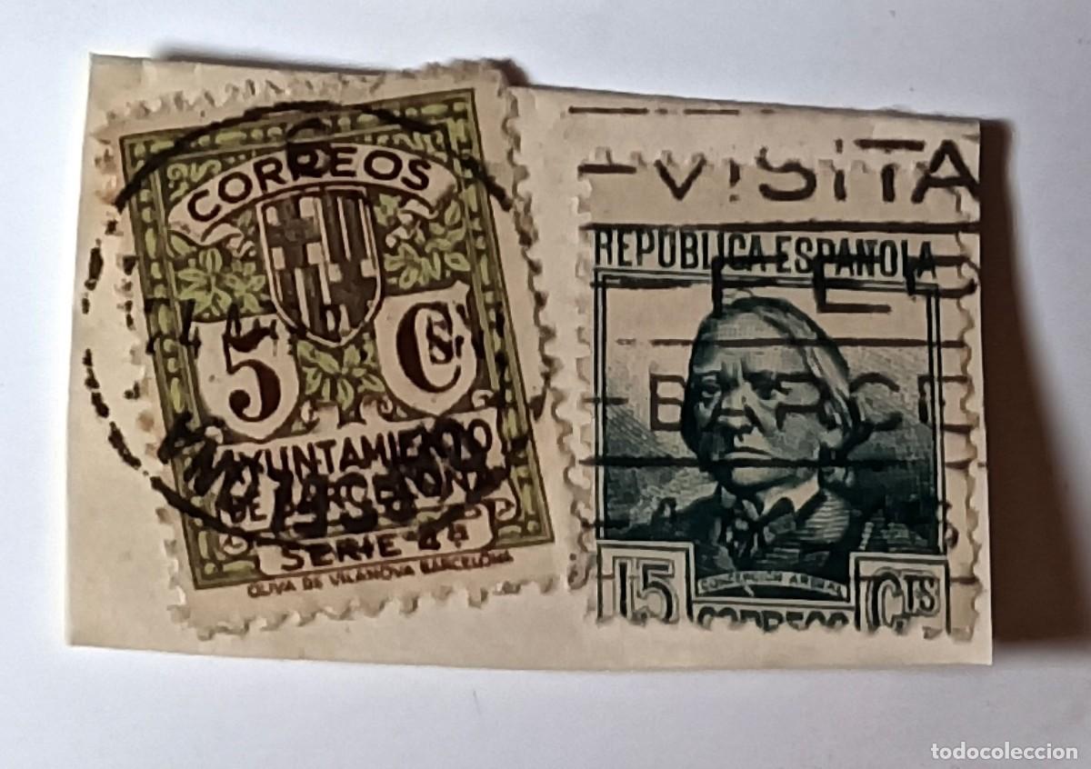 Sellos: PAREJA DE SELLOS: MUNICIPAL DE BARCELONA Y REP&Uacute;BLICA &rdquo;CONCEPCI&Oacute;N ARENAL&rdquo; - A&Ntilde;OS 30