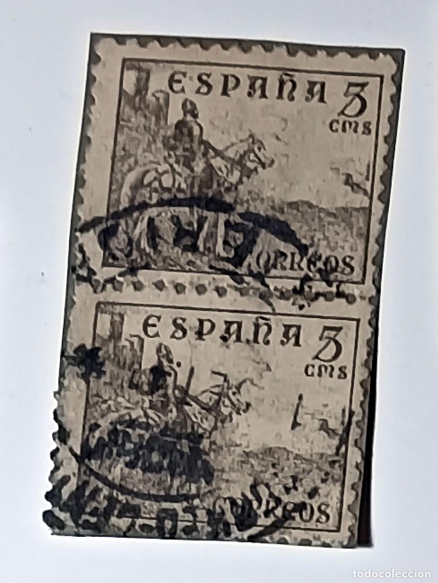 Sellos: PAREJA DE SELLOS ESPA&Ntilde;A 5 C&Eacute;NTIMOS &rdquo;EL CID CAMPEADOR&rdquo; MATASELLADOS - 1939