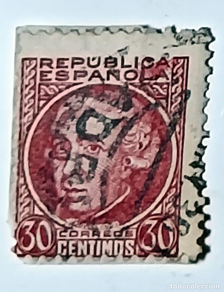 Sellos: SELLO ESPA&Ntilde;A REP&Uacute;BLICA 30 C&Eacute;NTIMOS &rdquo;AZC&Aacute;RATE&rdquo; MATASELLADO - A&Ntilde;OS 1935