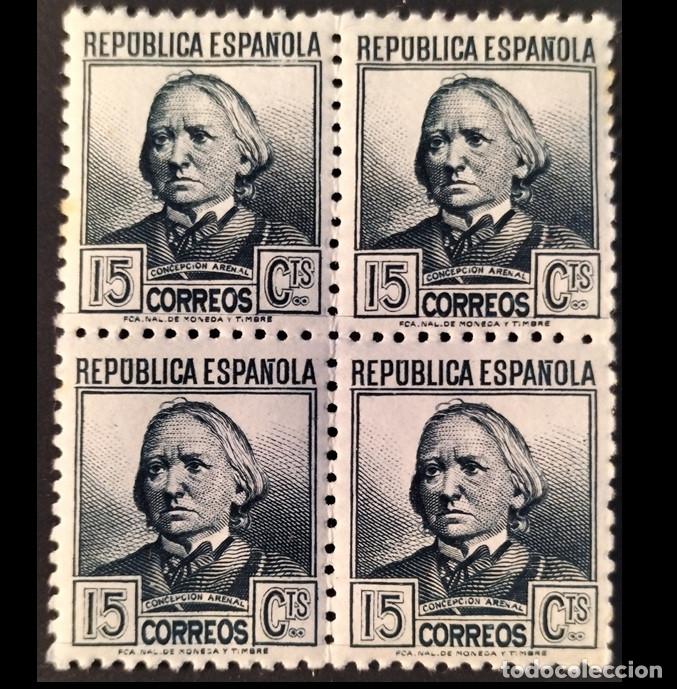 Sellos: Edifil 683 ** Bloque de 4 SIN FIJA SELLOS Espa&ntilde;a 1933-1935 MNH Personajes Concepcion Arenal