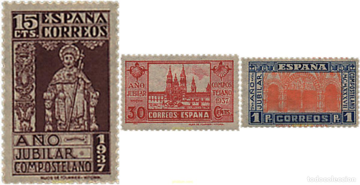 Timbres: 209229 HINGED ESPA&Ntilde;A 1937 A&Ntilde;O JUBILAR COMPOSTELANO