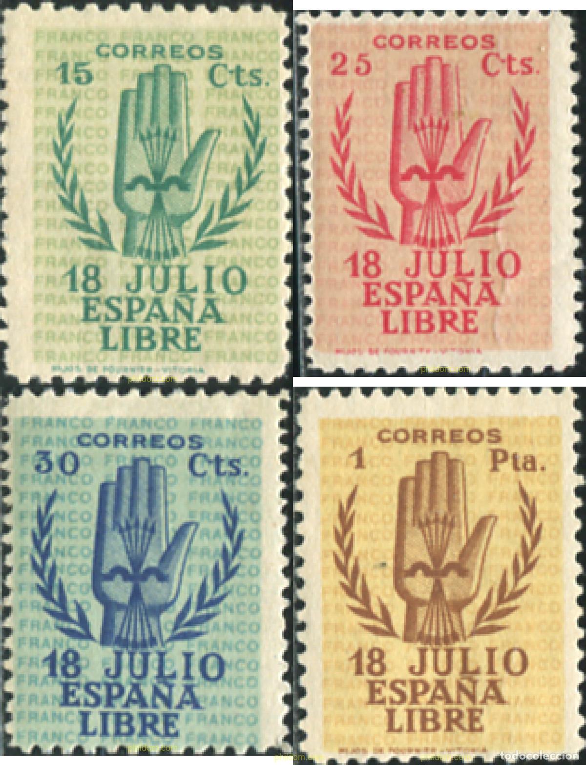 Sellos: 254328 HINGED ESPA&Ntilde;A 1938 2 ANIVERSARIO DEL ALZAMIENTO NACIONAL
