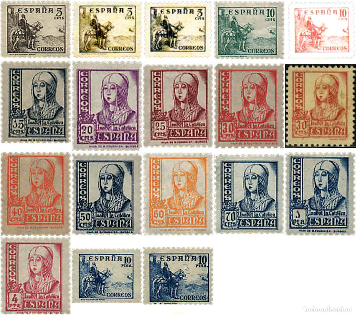 Sellos: 280563 HINGED ESPA&Ntilde;A 1937 CIFRAS, CID E ISABEL II