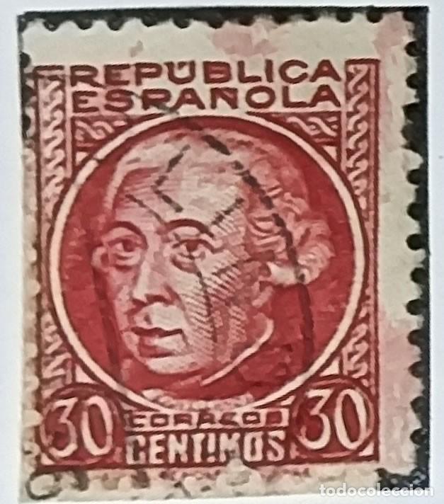 Sellos: SELLO REP&Uacute;BLICA ESPA&Ntilde;OLA 30 C&Eacute;NTIMOS &rdquo;GASPAR MELCHOR DE JOVELLANOS&rdquo; MATASELLADO - A&Ntilde;OS 1935