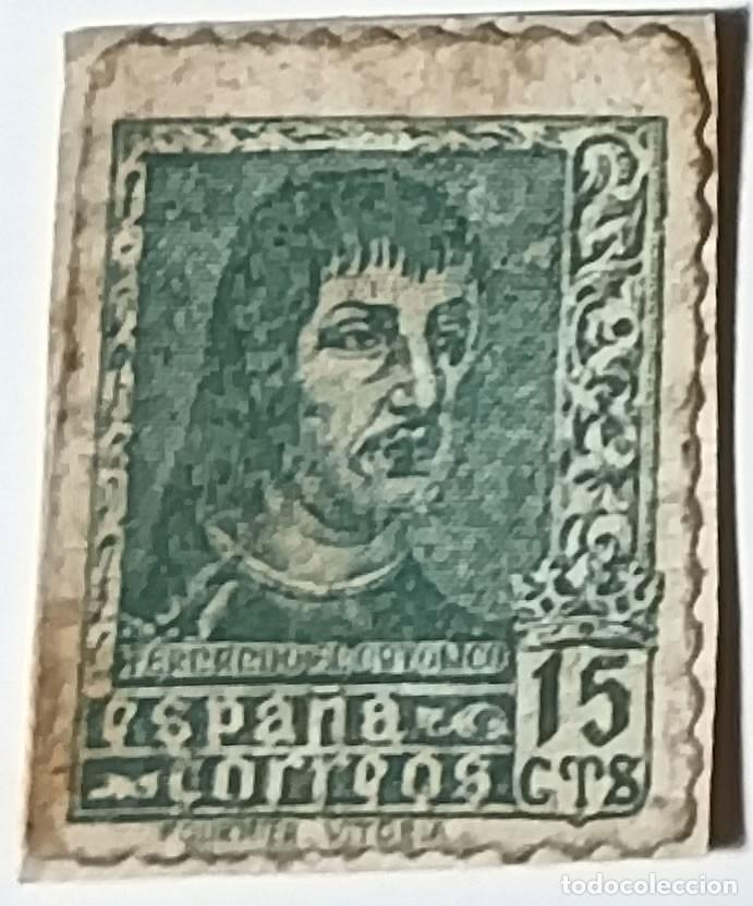 Sellos: SELLO ESPA&Ntilde;A 15 C&Eacute;NTIMOS &rdquo;FERNANDO EL CAT&Oacute;LICO&rdquo; MATASELLADO - A&Ntilde;OS 1938
