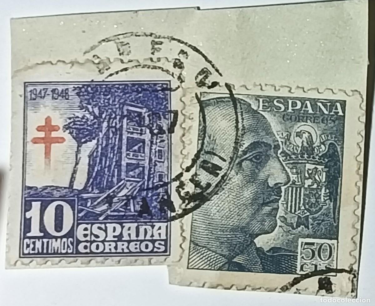 Sellos: FRAGMENTO CON 2 SELLOS &rdquo;AYUNTAMIENTO DE BARCELONA&rdquo; Y &rdquo;GENERAL FRANCO&rdquo; MATASELLADOS - A&Ntilde;OS 1936-1939