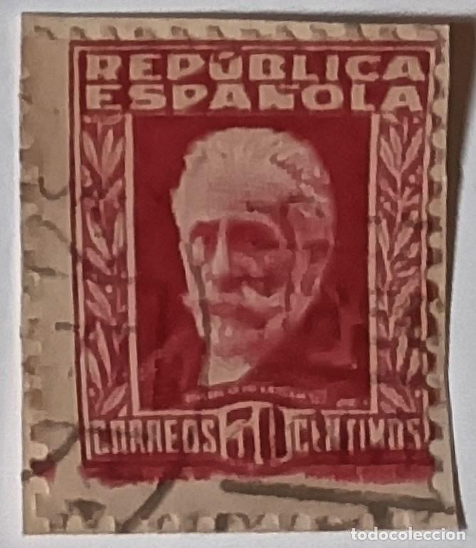 Sellos: SELLO REP&Uacute;BLICA ESPA&Ntilde;OLA 50 C&Eacute;NTIMOS &rdquo;NICOL&Aacute;S SALMER&Oacute;N&rdquo; MATASELLADO - A&Ntilde;OS 1935