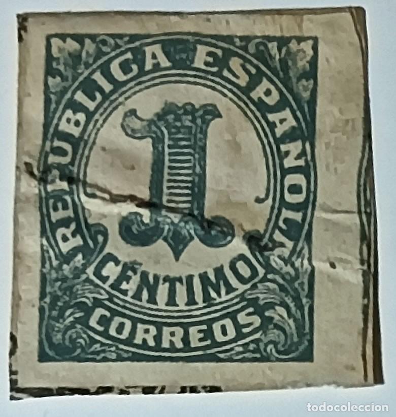 Sellos: SELLO REP&Uacute;BLICA ESPA&Ntilde;OLA &rdquo;CIFRAS&rdquo; 1 C&Eacute;NTIMO VERDE SIN DENTAR &mdash; GUERRA CIVIL 1938