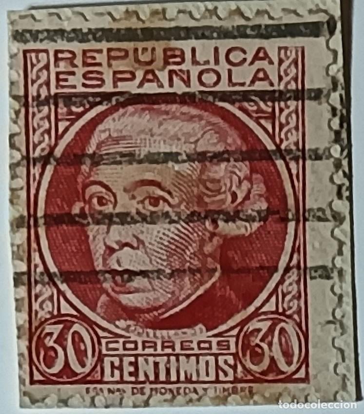 Sellos: SELLO REP&Uacute;BLICA ESPA&Ntilde;OLA &rdquo;PERSONAJES&rdquo; 30 C&Eacute;NTIMOS CARM&Iacute;N &mdash; GASPAR MELCHOR DE JOVELLANOS 1935