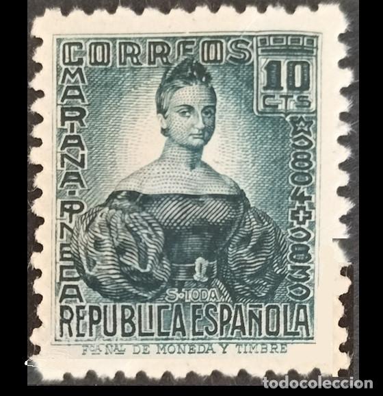 Sellos: Edifil 732 MNH SIN FIJASELLOS Marina Pineda Espa&ntilde;a 1936-1938 serie Cifras y Personajes