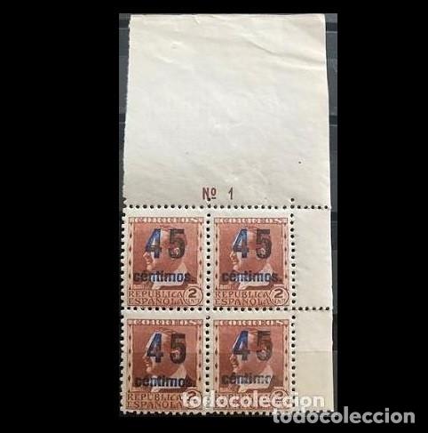 Francobolli: BLOQUE DE 4 CUATRO Edifil NE28 MNH sellos nuevos ** Centrado de Lujo Espa&ntilde;a 1938 Cifras