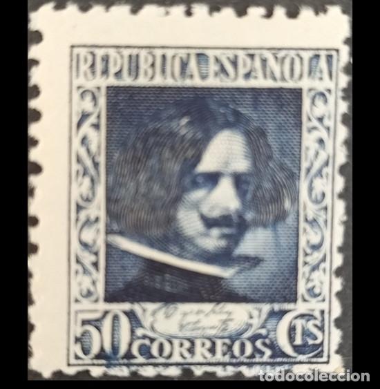 Francobolli: Edifil 738 SIN FIJA SELLO nuevo MNH ** Espa&ntilde;a 1936 Cifras y Personajes Diego Velazquez nuevos