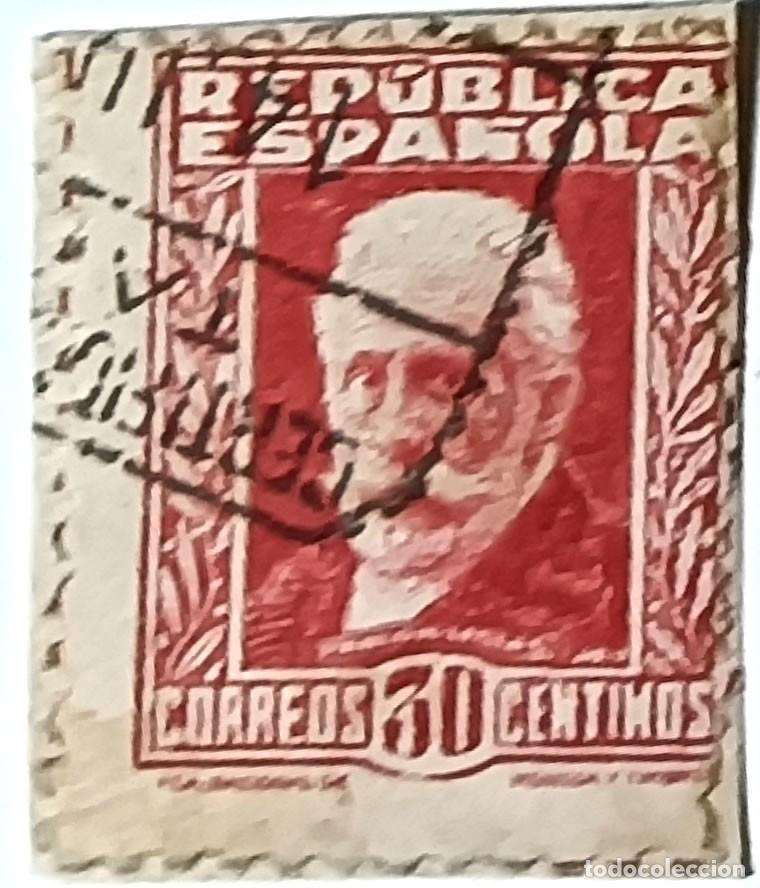 Sellos: SELLO REP&Uacute;BLICA ESPA&Ntilde;OLA &rdquo;PERSONAJES&rdquo; 30 C&Eacute;NTIMOS ROJO &mdash; PABLO IGLESIAS - 1931-1932
