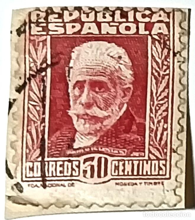 Sellos: SELLO REP&Uacute;BLICA ESPA&Ntilde;OLA &rdquo;PERSONAJES&rdquo; 30 C&Eacute;NTIMOS ROJO &mdash; PABLO IGLESIAS - 1931-1932