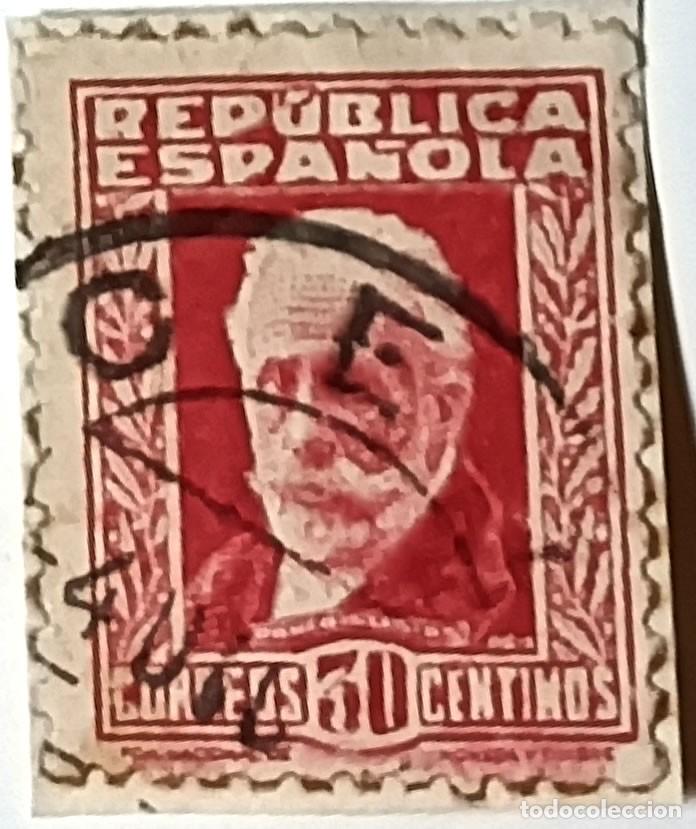 Sellos: SELLO REP&Uacute;BLICA ESPA&Ntilde;OLA &rdquo;PERSONAJES&rdquo; 30 C&Eacute;NTIMOS ROJO &mdash; PABLO IGLESIAS - 1931-1932