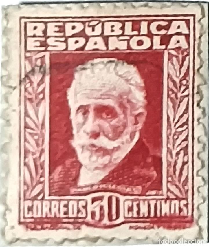 Sellos: SELLO REP&Uacute;BLICA ESPA&Ntilde;OLA &rdquo;PERSONAJES&rdquo; 30 C&Eacute;NTIMOS ROJO &mdash; PABLO IGLESIAS - 1931-1932