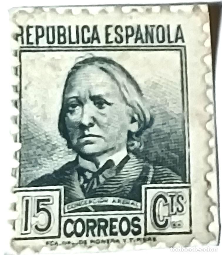 Sellos: SELLO REP&Uacute;BLICA ESPA&Ntilde;OLA &rdquo;PERSONAJES&rdquo; 15 C&Eacute;NTIMOS &mdash; CONCEPCI&Oacute;N ARENAL - 1933