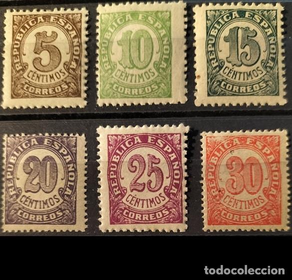 Sellos: Edifil 745-750 serie completa MNH y MH Espa&ntilde;a 1938 Cifras