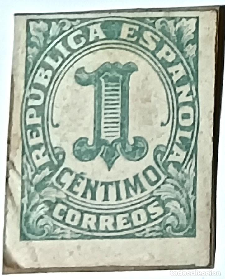 Sellos: SELLO REP&Uacute;BLICA ESPA&Ntilde;OLA &rdquo;CIFRAS&rdquo; 1 C&Eacute;NTIMO VERDE SIN DENTAR &mdash; GUERRA CIVIL 1938