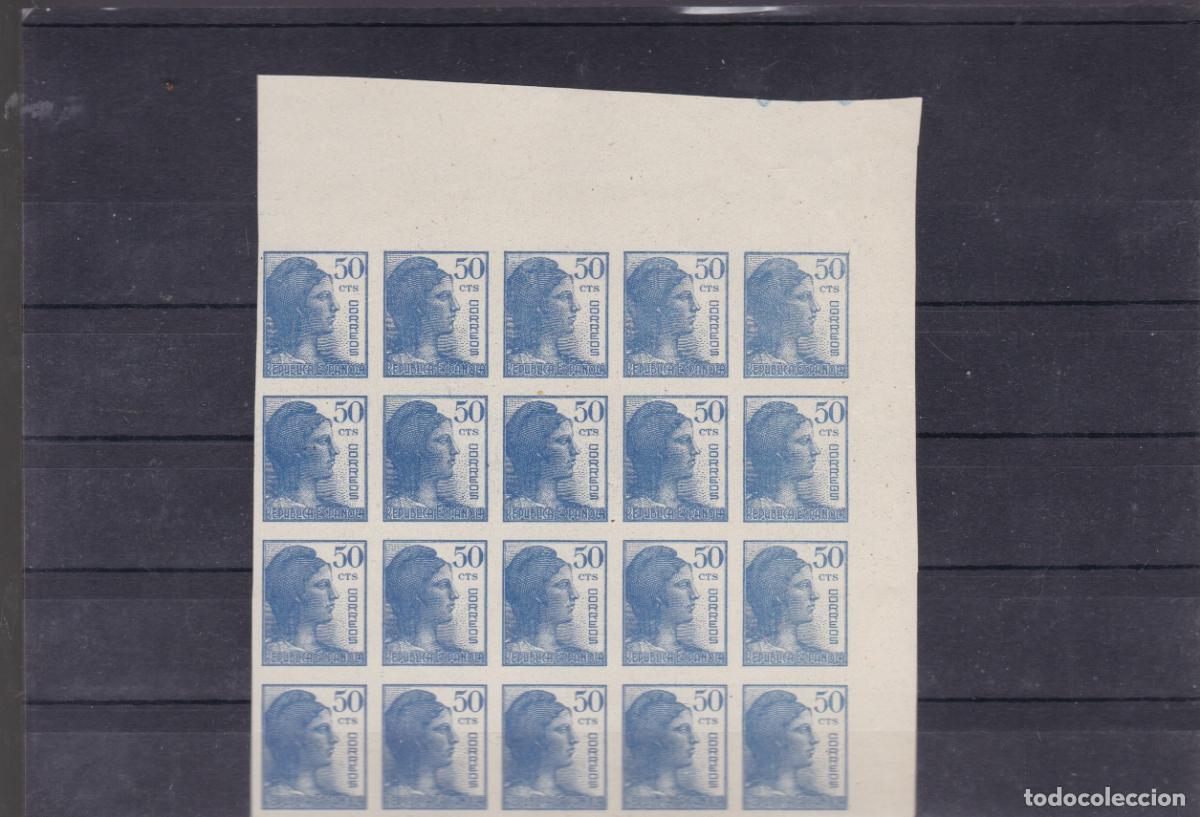 Sellos: AA27- MATRONA REPUBLICA 50 Cts BLOQUE de 20 SIN DENTAR (*) Sin Goma