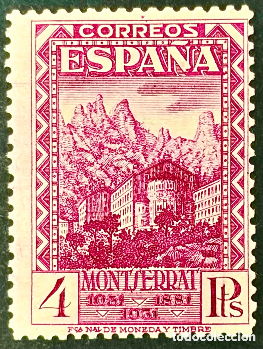Sellos: Sello de Espa&ntilde;a 1931 Fundici&oacute;n Monasterio Montserrat
