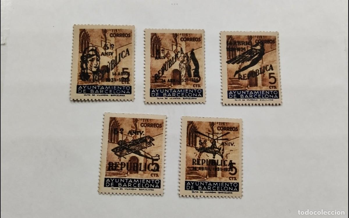 Stamps: ESPA&Ntilde;A - 1936 - II REPUBLICA - EDIFIL BARCELONA NE17/NE21 - MNH** - NUEVOS