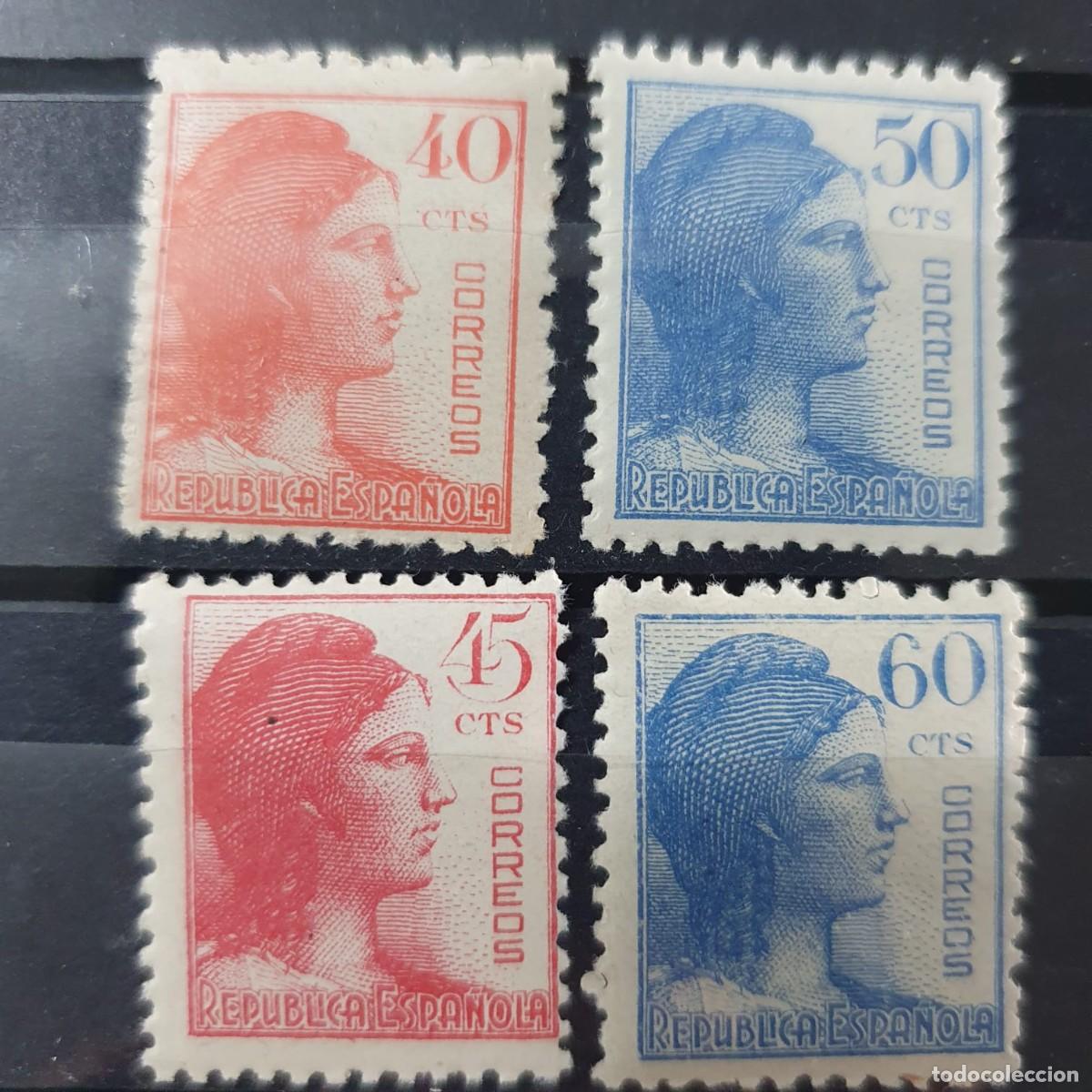 Francobolli: SERIE COMPLETA EDIFIL 751 ** A 754 ** ALEGORIA REPUBLICA ESPA&Ntilde;A 1938
